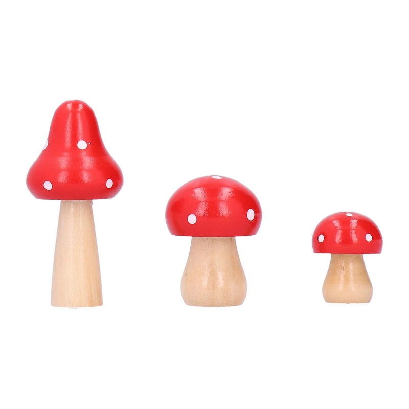 Natural Material Fine Workmanship, Durable 3Pcs/Set Red Wooden Decorations For Miniature Landscape Decoration