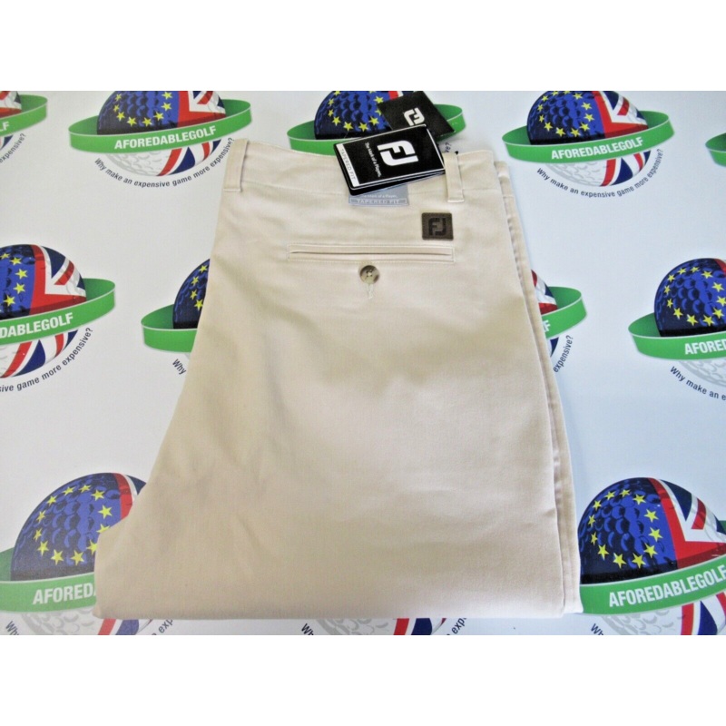 Footjoy Performance Tapered Fit Chino Trousers Stone Waist 38 X Leg 34