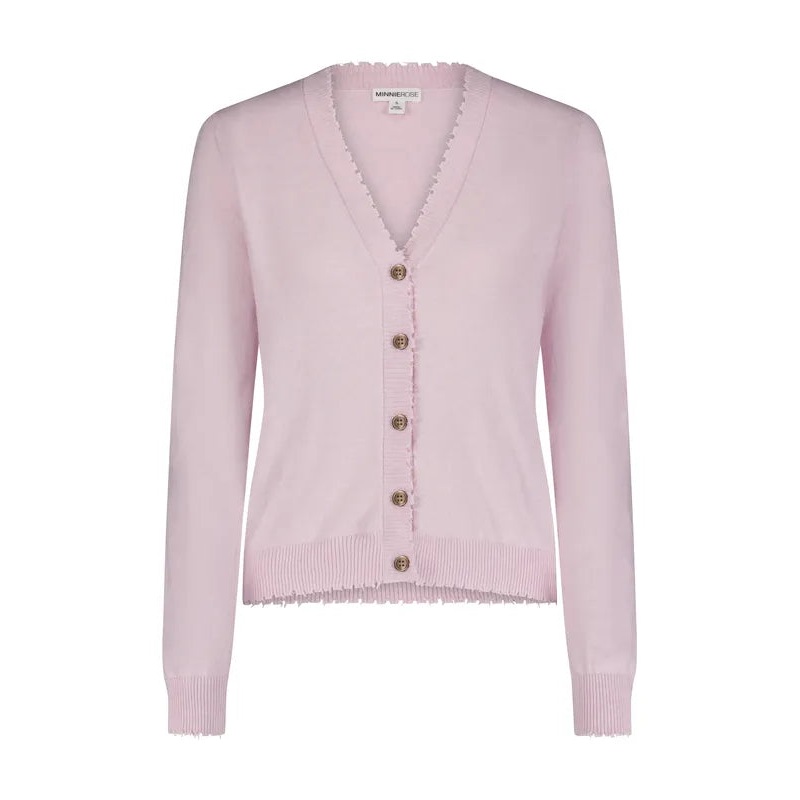 Minnie Rose Frayed Cardigan – Lotus Pink
