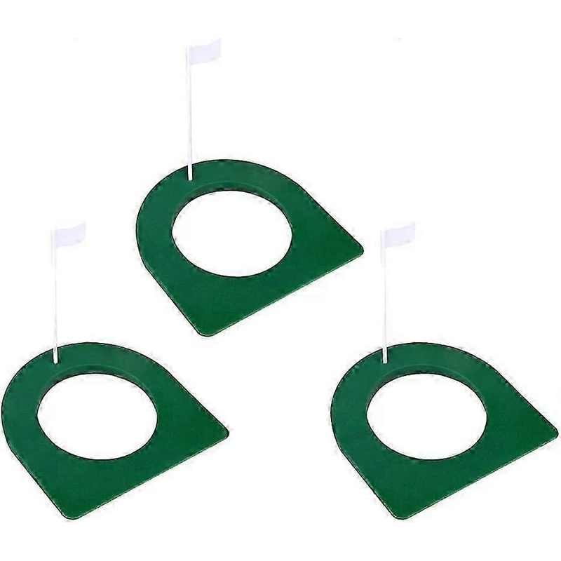 3 Sets of Golf Putting Cups Plastic golf putting hole cup practice cups with flags for outdoor and indoor golf courses