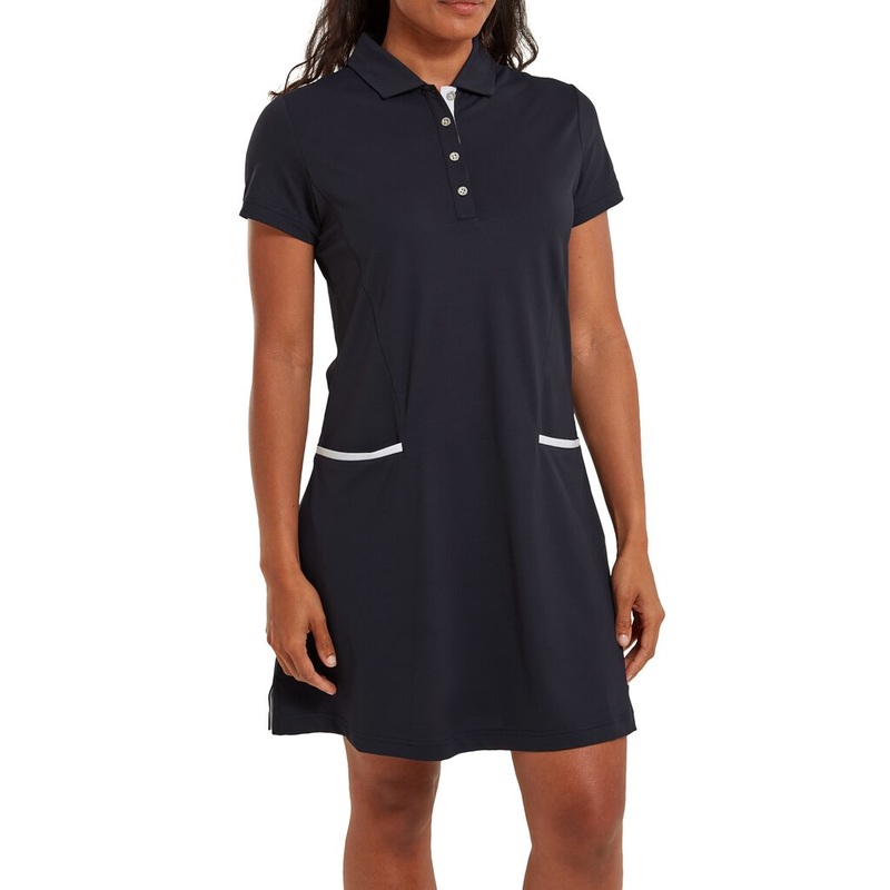 FootJoy Women’s Short Sleeve Golf Dress in Navy & White – Last One Small Only Left
