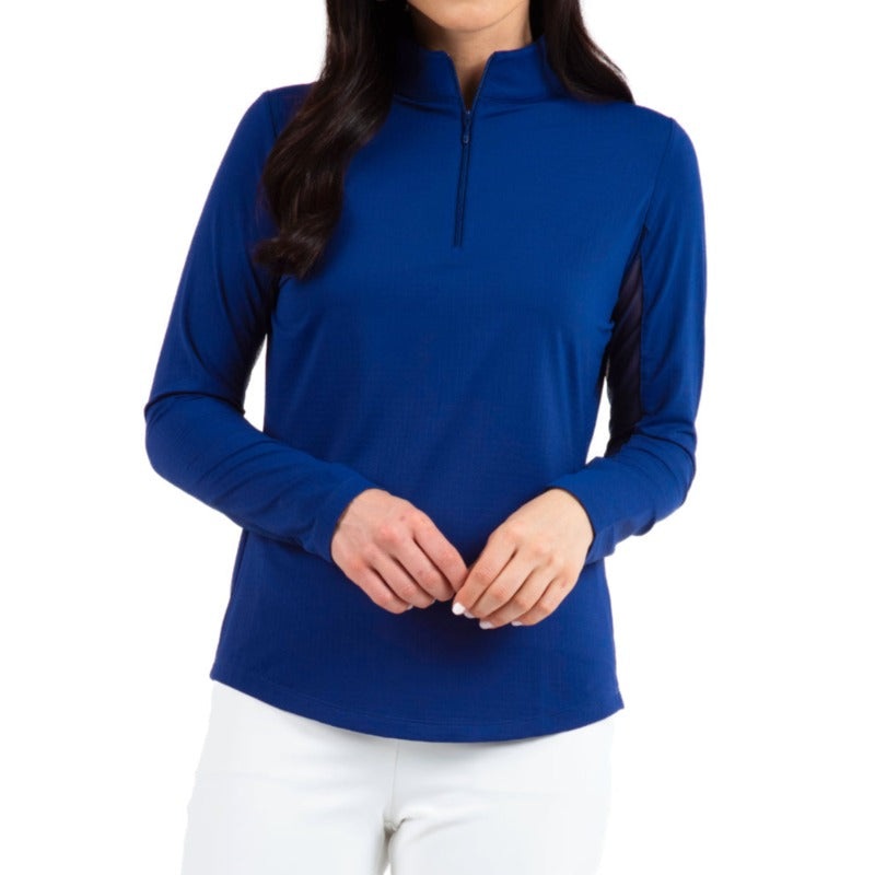 IBKUL Solid L/S Mock Neck Top – Navy