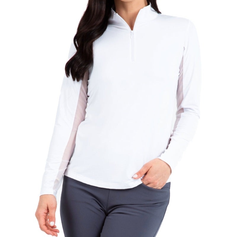 IBKUL Solid L/S Mock Neck Top – White