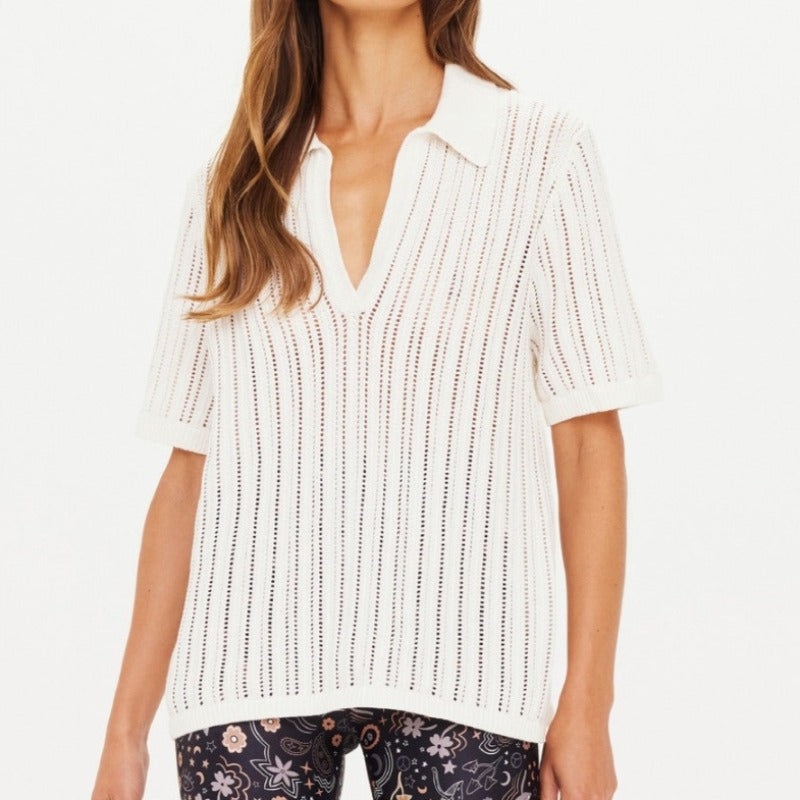The Upside Kitt Knit Polo – Creme