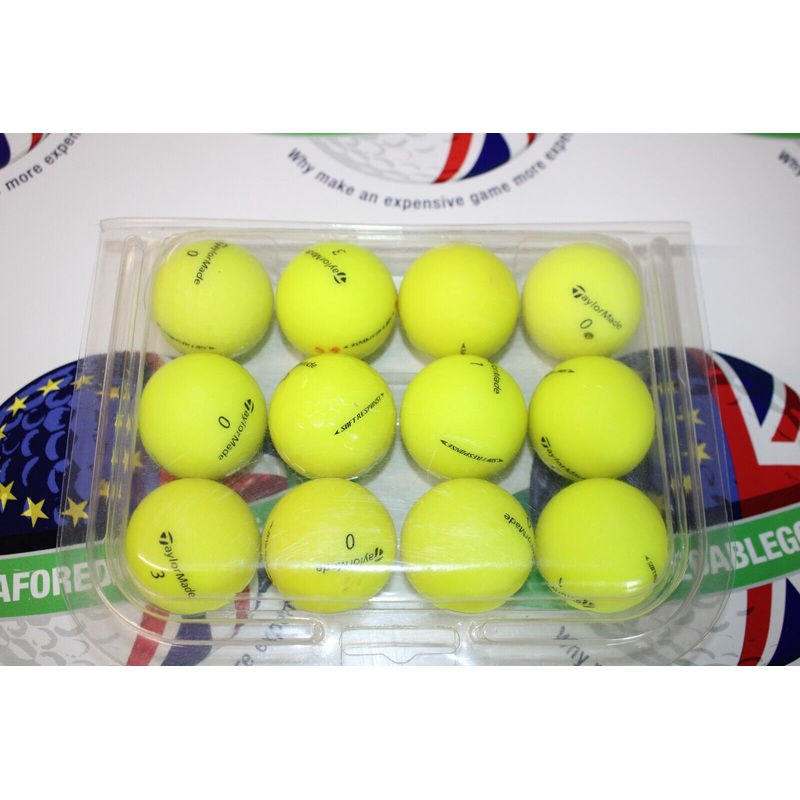 12 Taylormade Soft Response Matte Finish Yellow Golf Balls Pearl/Pearl 1 Grade