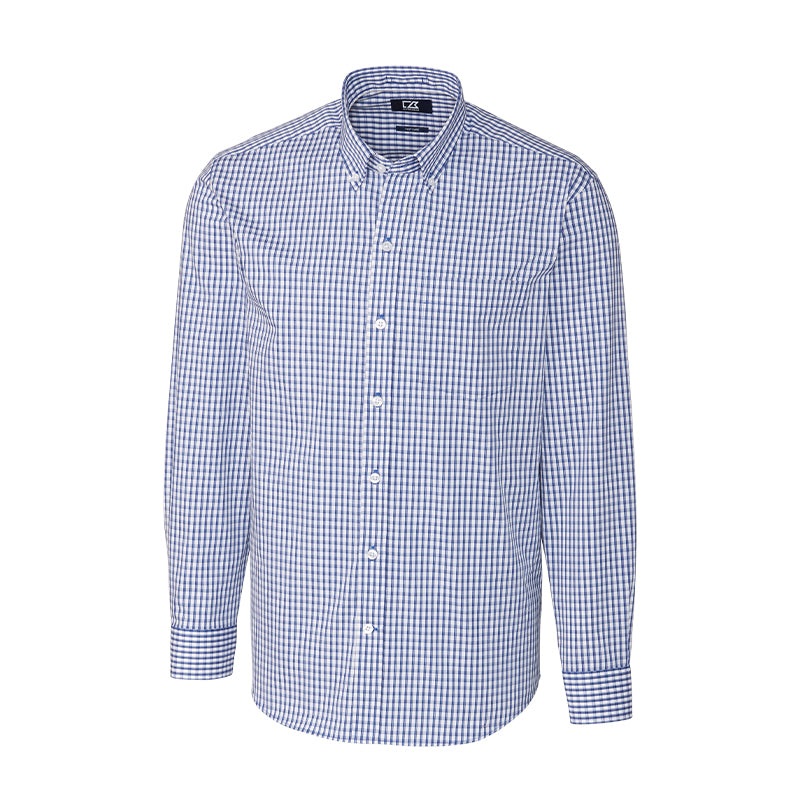 CUTTER & BUCK Gingham Men’s Long Sleeve Shirt (Tour Blue)