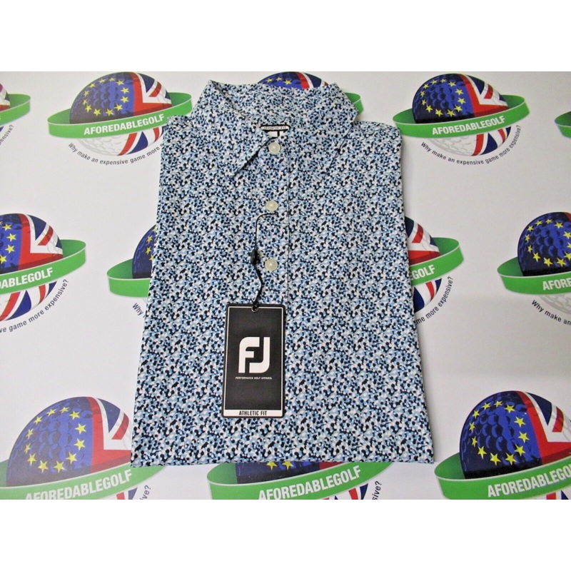 Footjoy Eu Confetti Print Polo Shirt True Blue UK Size Medium