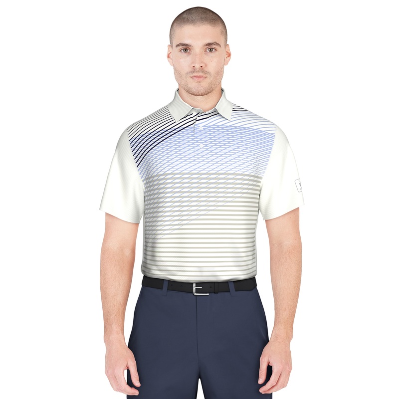 Men’s Asymmetric Linear Print Golf Polo