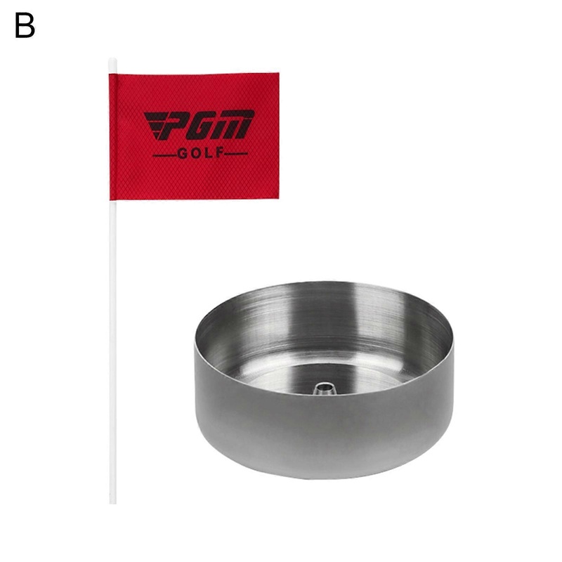 Kaesi1 Set Golf Hole Cup with Flag Concise High-intensity Turnover Prevent Golf Green Cups for Competition