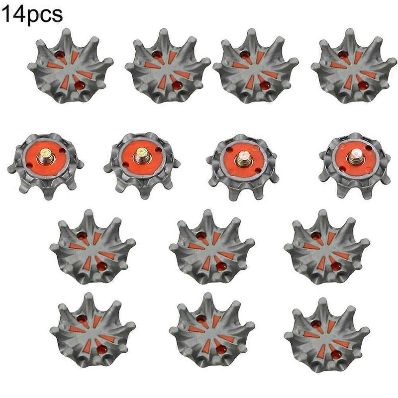 14Pcs Golf Shoe Spikes Replacement Studs Soft Fast Twist For Footjoy Cleat Metal Screw – Gray/Red