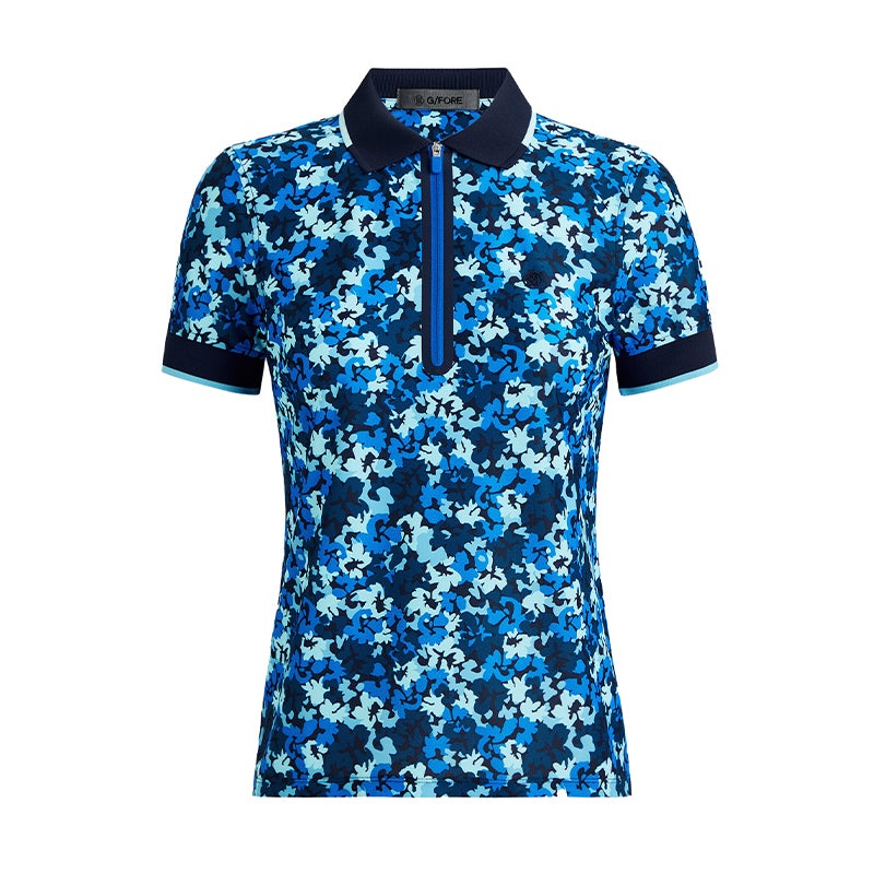 GFORE Camo Floral Tech Pique Quarter Zip Women’s Polo (Twilight)