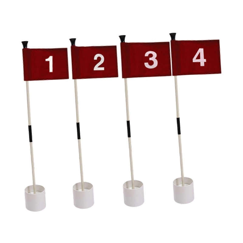 4 x Golf Flagsticks Golf Putting Green Flag and Hole Cup Men Women Golf Putting Cup Adults Children Putt Training for Yard Outdoor