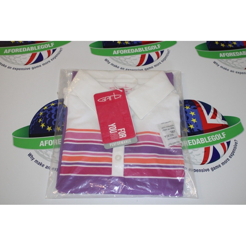 Garbinc Clara Junior Girls Polo Shirt Purple Stripe Size Large Ages 9-10