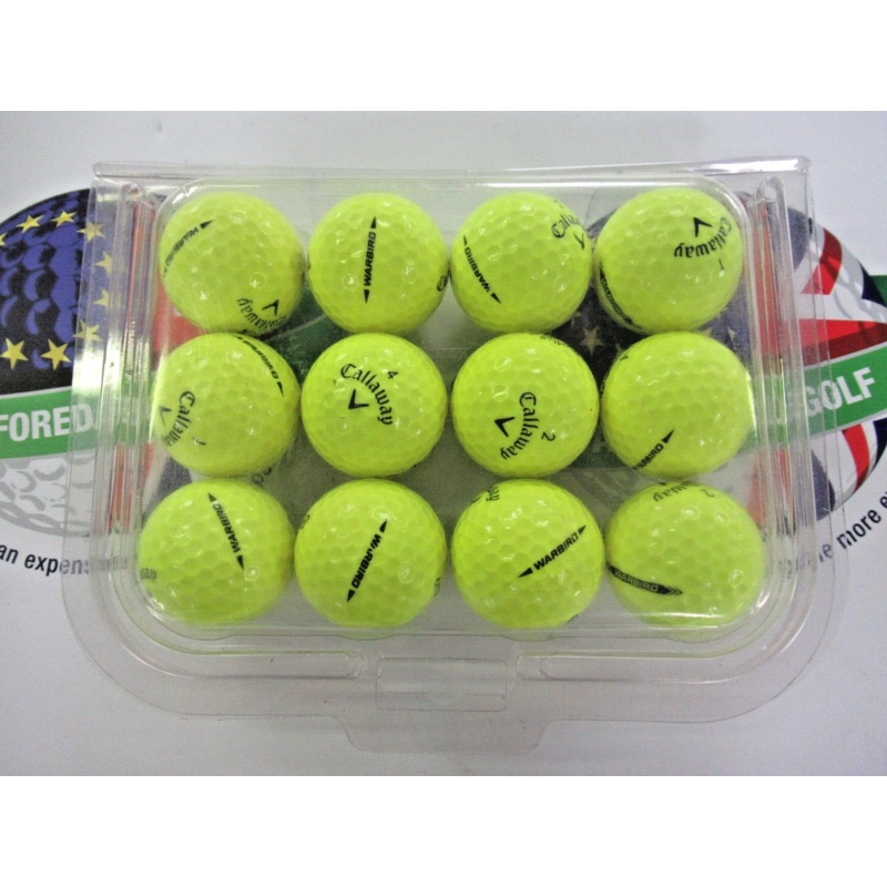12 Callaway Warbird Optic Yellow Golf Balls Pearl/Pearl 1 Grade