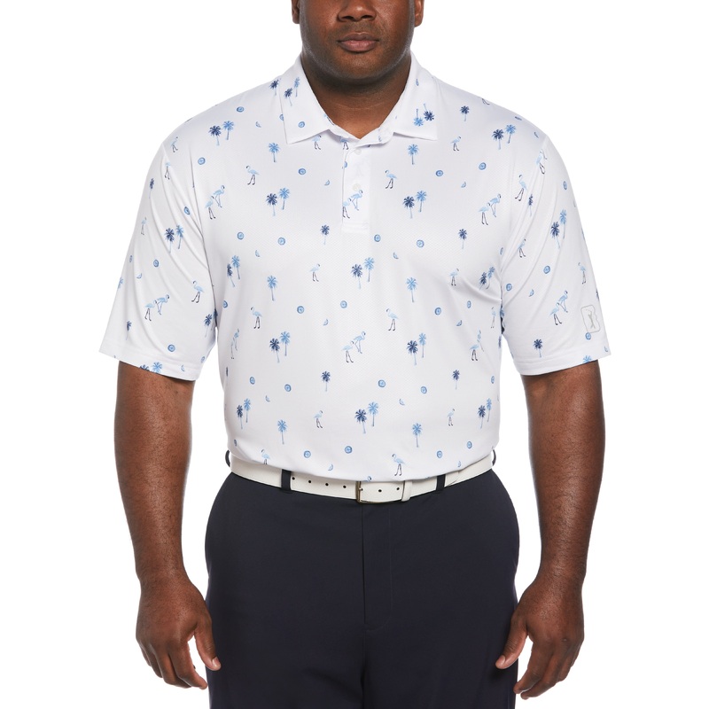 Big & Tall Flamingo Print Golf Polo