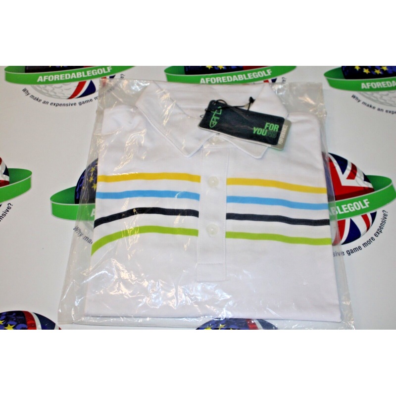 Garbinc Dustin Junior Boys Polo Shirt White Stripe Size Medium Ages 7-8