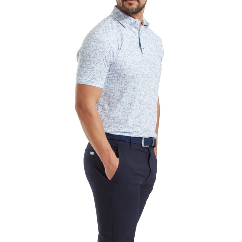 Scottish Town Print – White/Navy