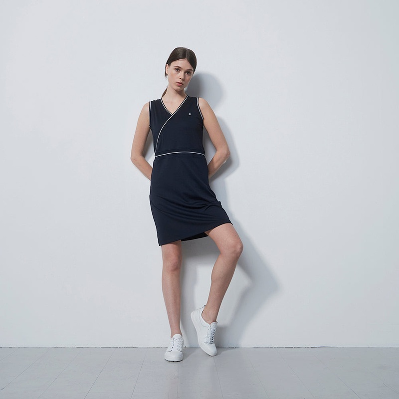 Daily Sports Ladies Navy V-Neck Sleeveless Golf Dress – Small Only Left