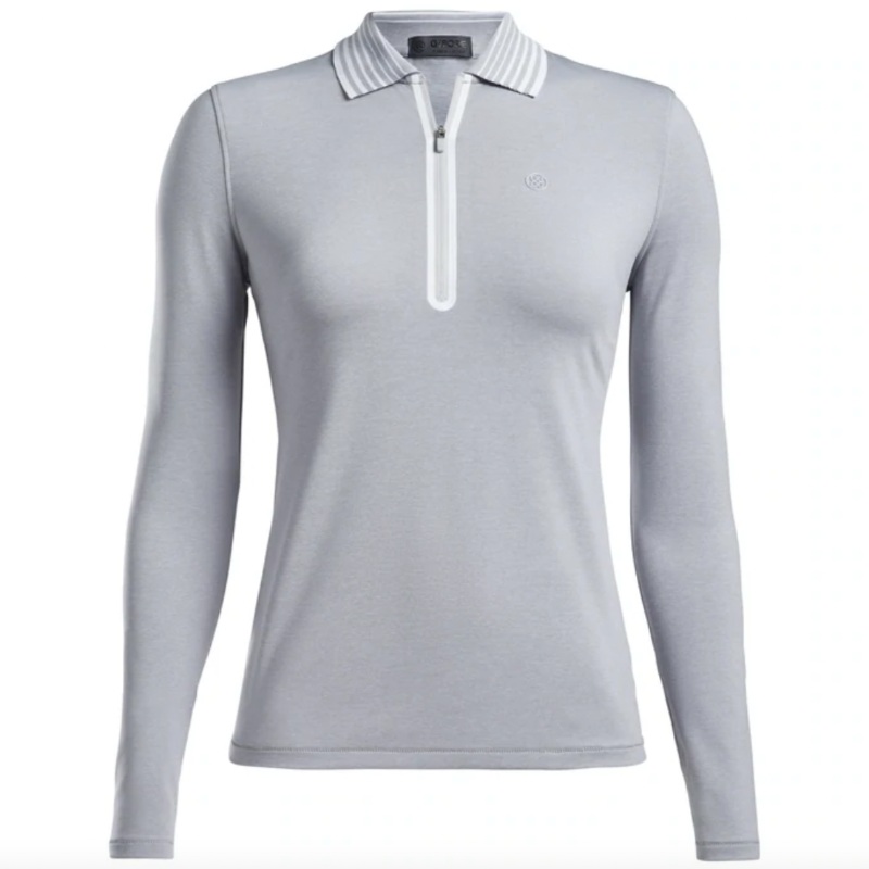 G/FORE Featherweight Zip L/S Polo – Grey