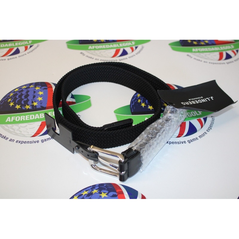 J.Lindeberg Bernhard Elastic Belt Black Golf Belt 90Cm  Waist 32-33