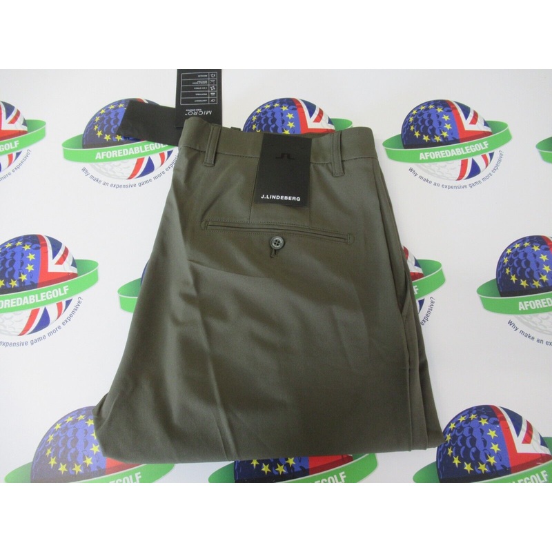 J.Lindeberg Ellott Micro High Stretch Trousers Forest Green Waist 32 Leg 32