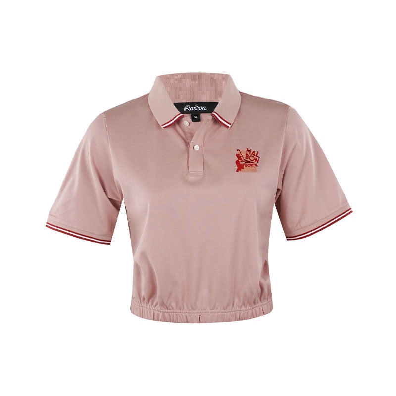 MALBON GOLF Gigi Women’s Cropped Polo (Rose)