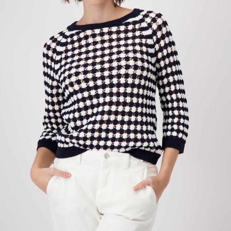 Monari Ajour Sweater – Navy/White