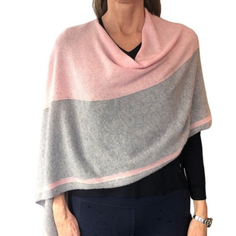 Alashan Cashmere Topper – Pink/Grey