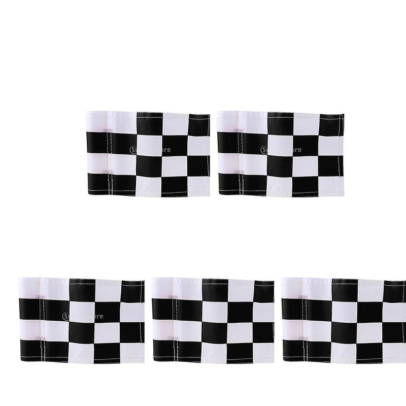 5 Pieces Portable Nylon Golf Target Flag Backyard Outdoor Practice Aid Black-White