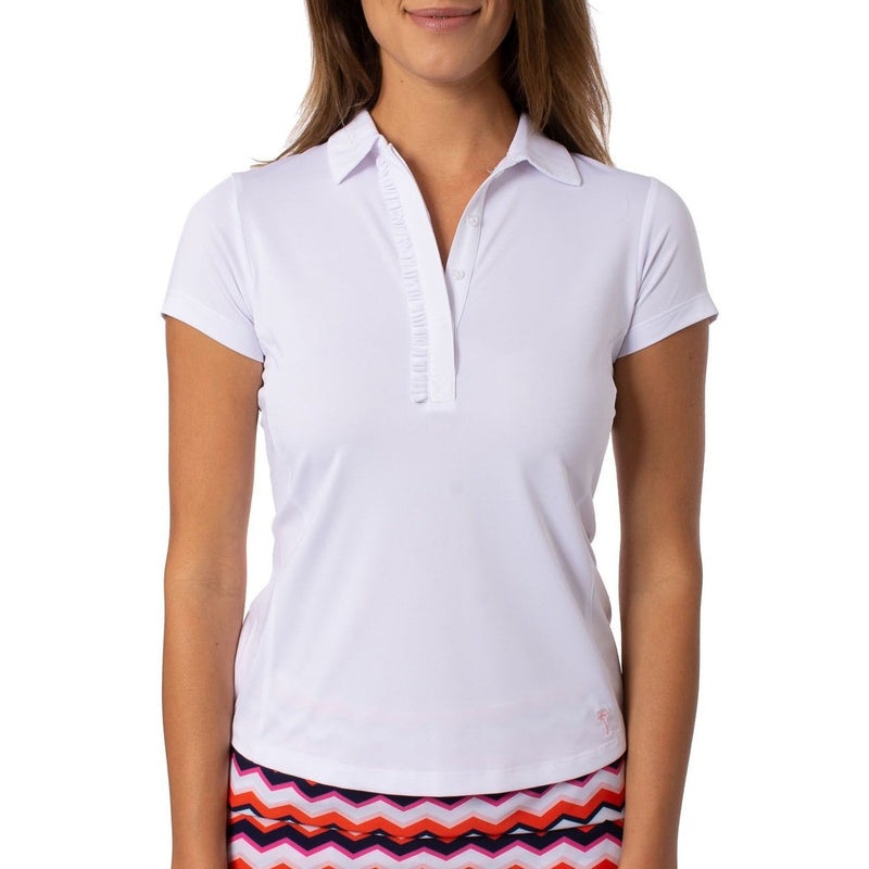 Golftini S/S Ruffle Tech Polo – White