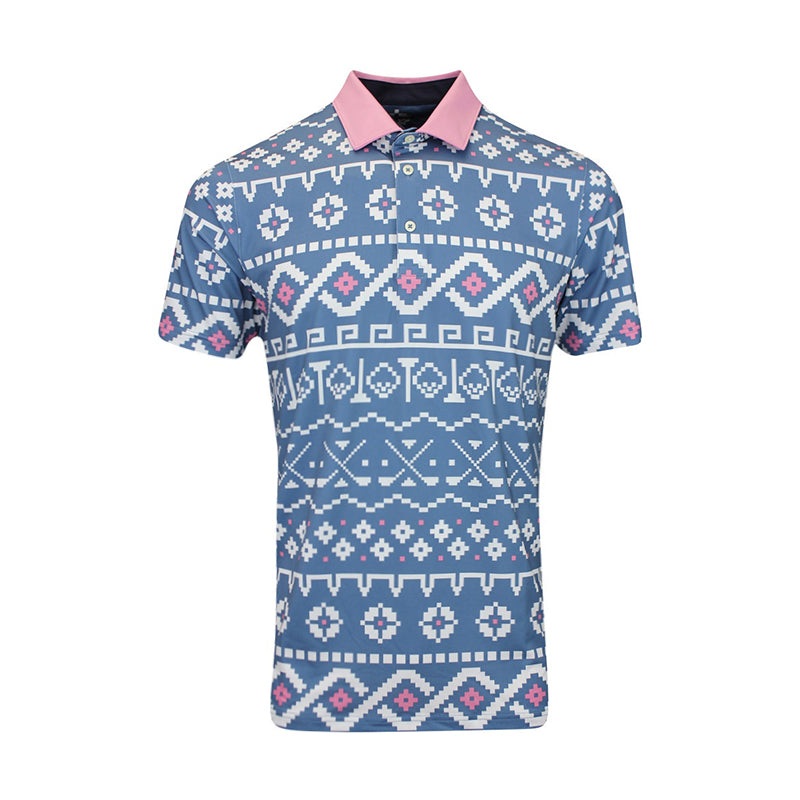 PUMA Fair Isle Print Polo (Blue /White)