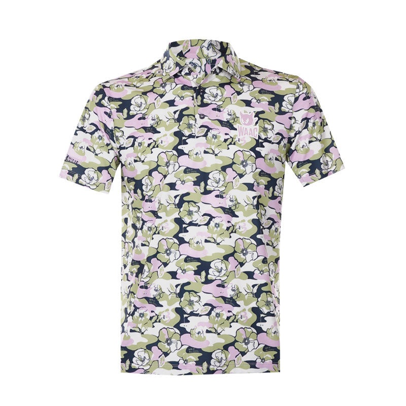 WAAC GG Flower Camo Mens Polo (Pink)
