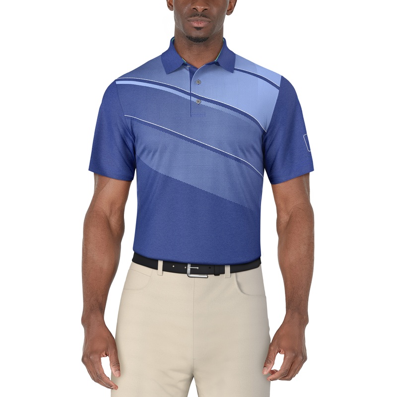 Men’s Asymmetric Heather Print Golf Polo