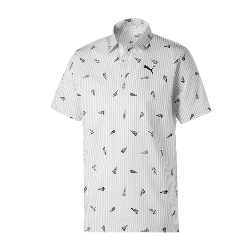 PUMA Flag Printed Seersucker Men’s Polo (Bright White)