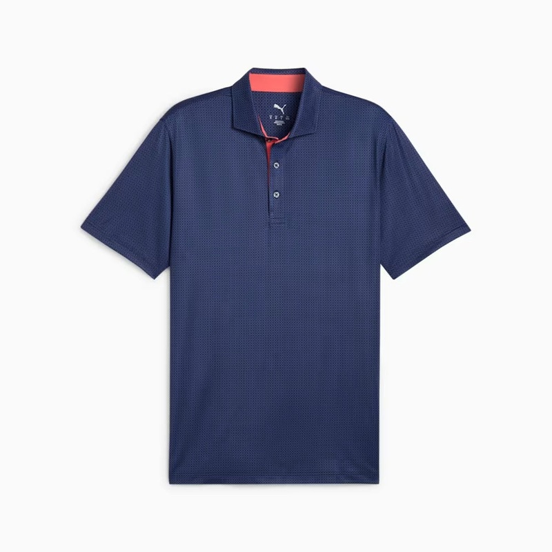 MATTR Tile Men’s Golf Polo – Blue Crystal/Deep Navy