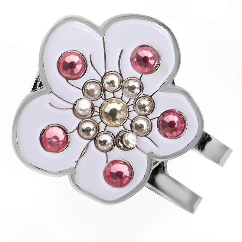 White Crystal Golf Ball Marker with Cap Clip for Golf Visor and Hat Accessory