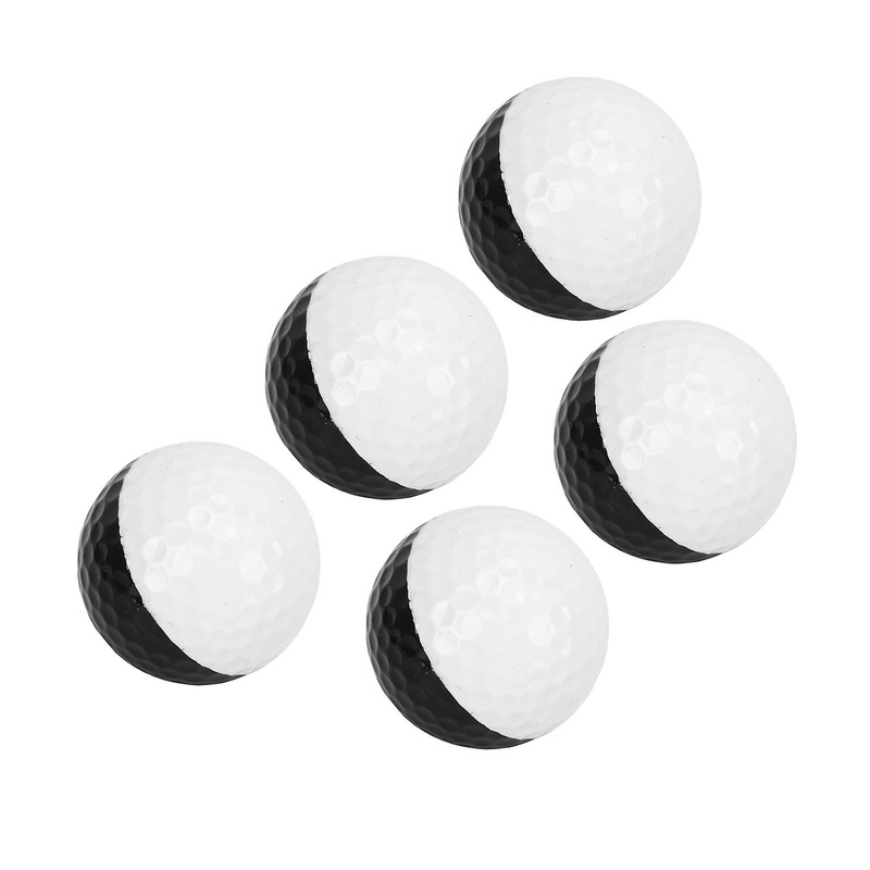 5pcs Golf Sports Training Balls 2 Color Putting Training Golf Ball Set Double Layer Golf Gift Ball for Home Hotel Black and White