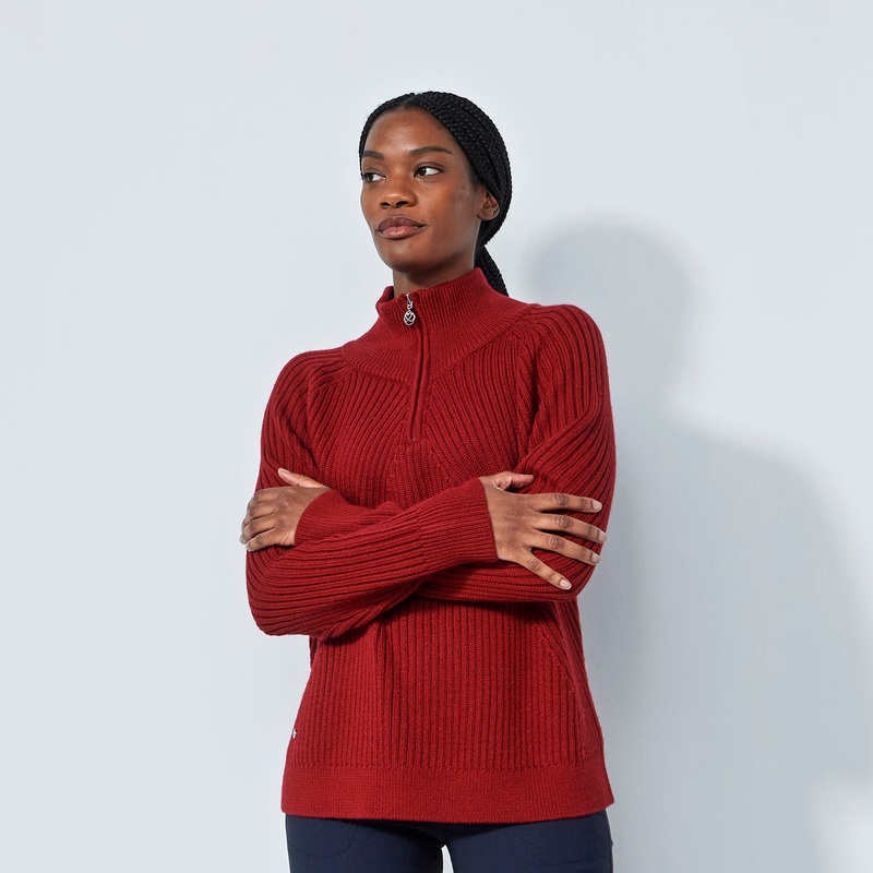Daily Sports Ladies Ribbed Knit Zip-Neck Sweater – Last One Large Only Left