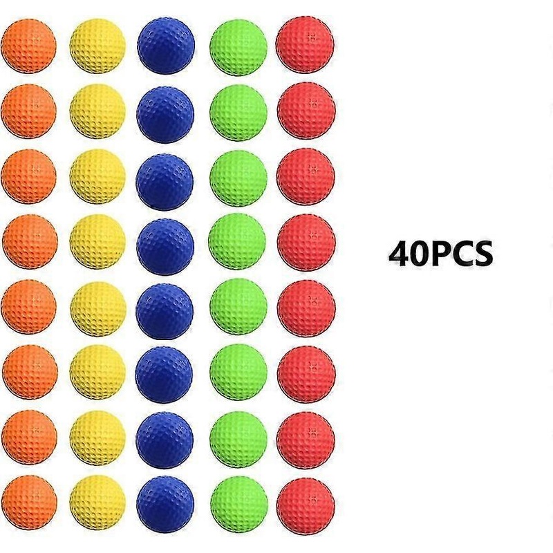Foam Golf Practice Balls for Indoor Outdoor Training – 40 Pack Limited Flight Soft Resin PU Balls with Realistic Feel