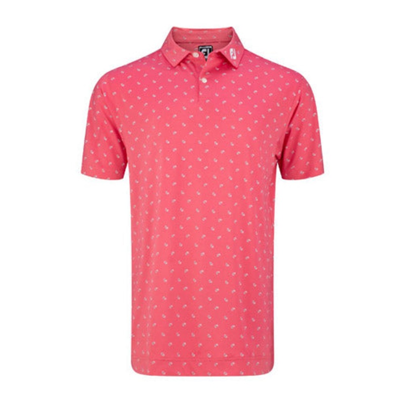 FootJoy Lisle Paisley Golf Polo (Athletic Fit)- C Red/Grey