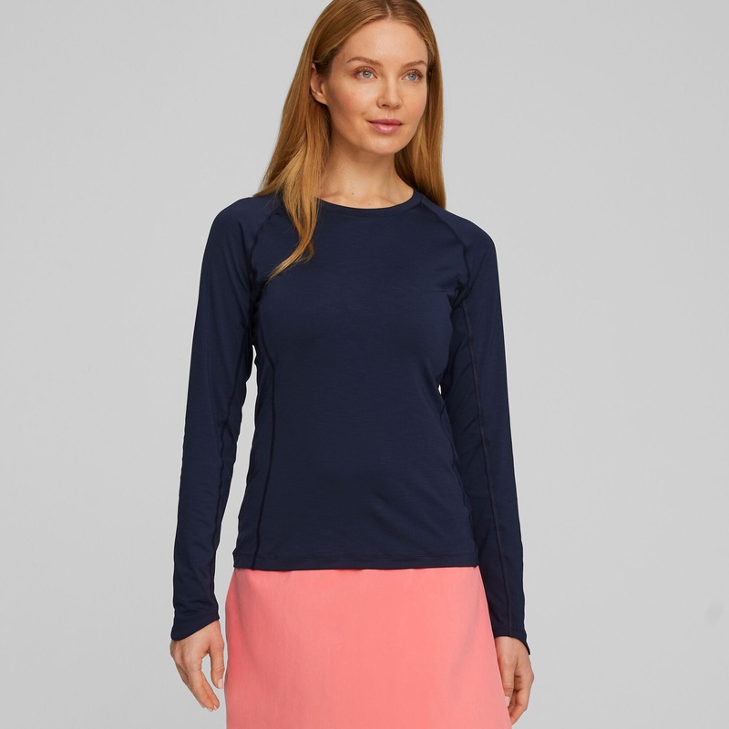 Puma Golf Women’s Long Sleeve Crew Neck Top in Navy – XL Only Left