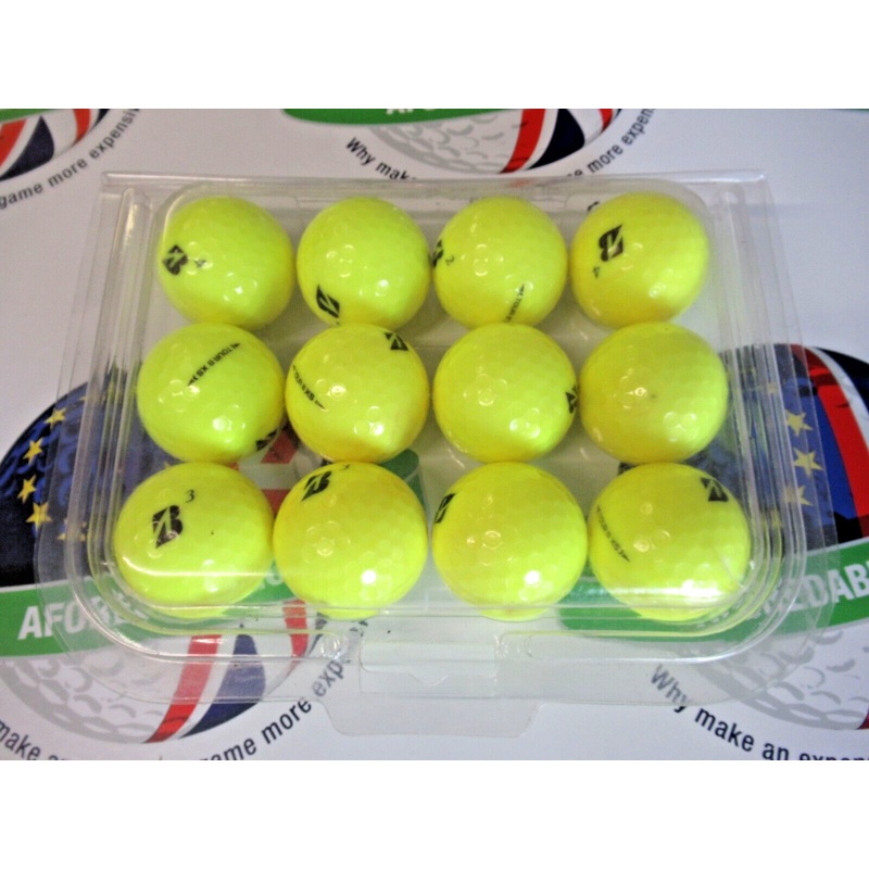 12 Bridgestone Tour B Xs Optic Yellow Golf Balls Pearl/Pearl 1 Grade