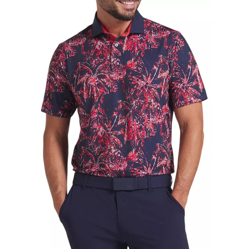 MATTR Safari Golf Polo –  Deep Navy / Red Fire