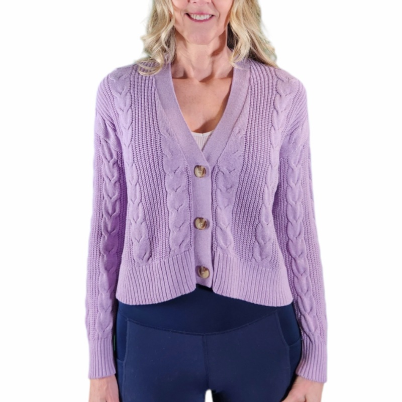 Alashan Cashmere Cable Cardigan – Lavender