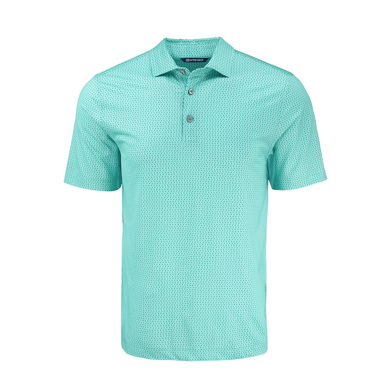 CUTTER & BUCK Pike Eco Shadow Check Print Mens Polo (Mint)