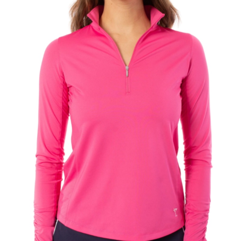 Golftini L/S Zip Mock Stretch Top – Hot PInk