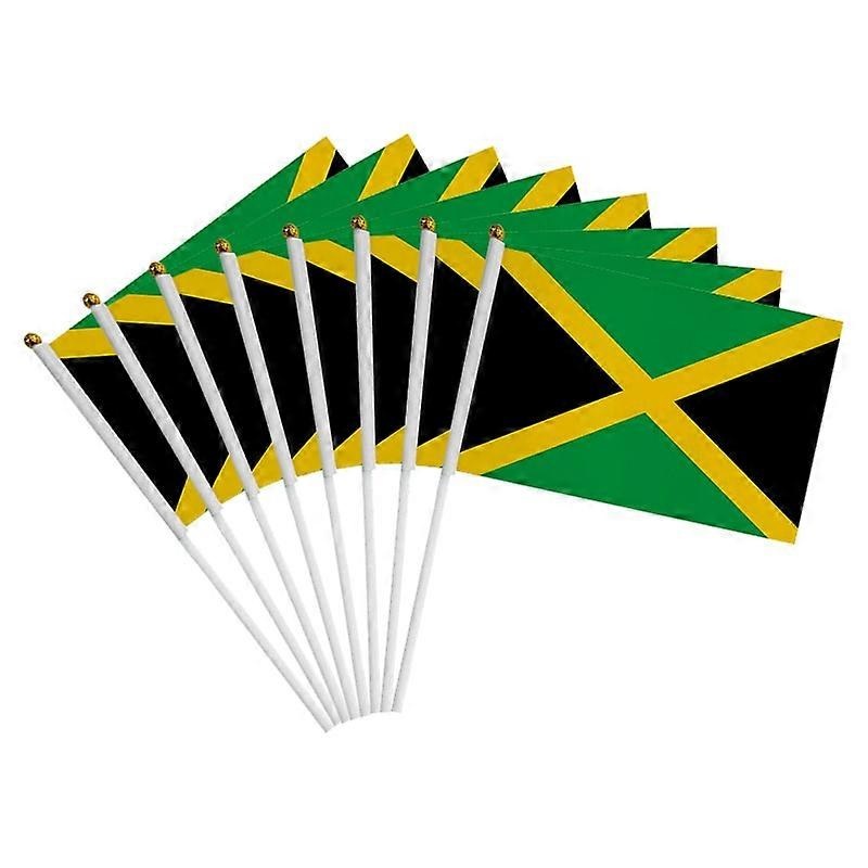 100pcs/lot  aerlxemrbrae   Custom   Jamaica  Hand Flag 14 x 21 cm   Double Side Printing   Jamaica  Hand waving Flag