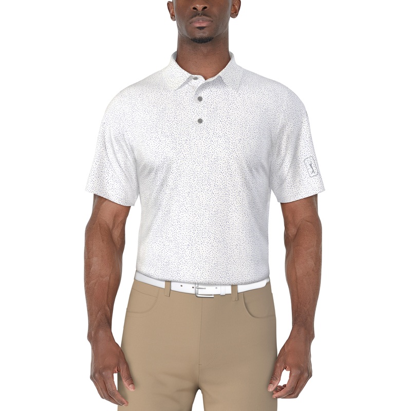 Men’s Confetti Print Polo|White|Dazzling Blue|Bright White-ZZ|Dazzling Blue-ZZ|XS|S|M|L|XL|XXL|XXXL