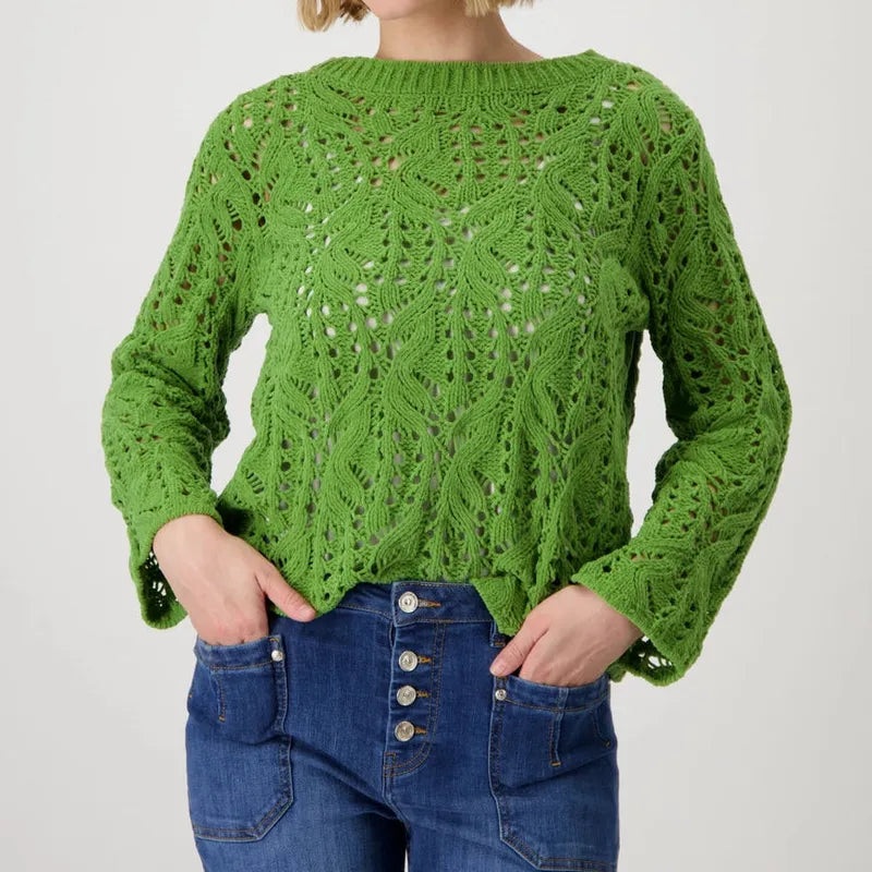 Monari Crochet Sweater – Avocado Green