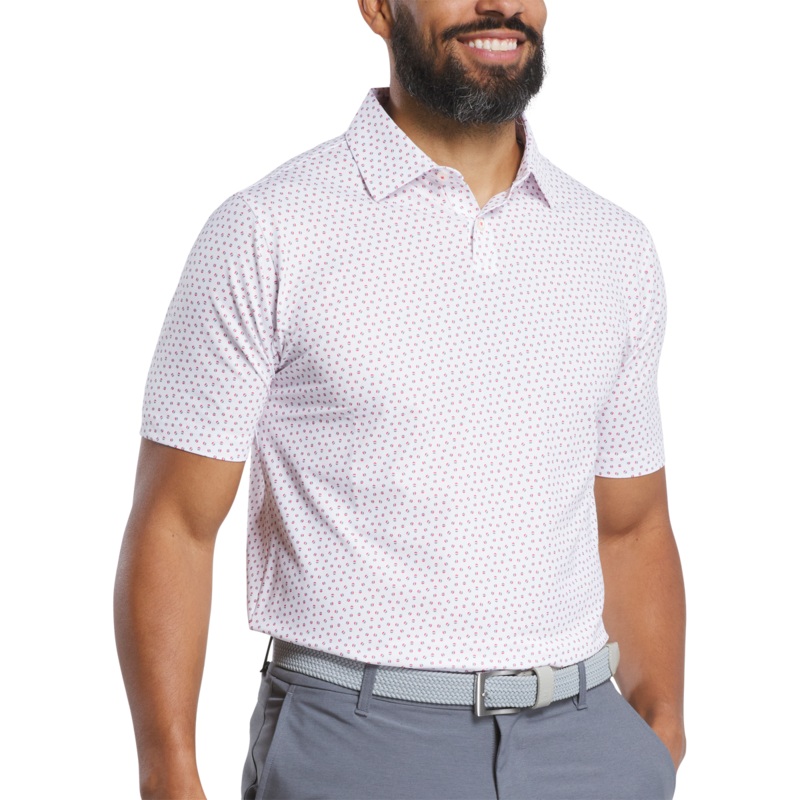 Bounce Print Pique – White/Hibiscus